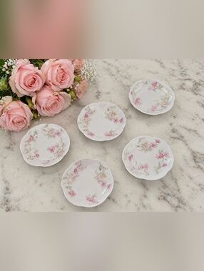 Rare Haviland Limoges Butter Chip Plates Set of 5 White Porcelain 3 Inch